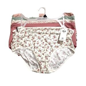 LAURA ASHLEY WOMEN 5 PACK PANTIES BRIEFS 1X SUPER SOFT FLORAL SOLID STRIPE $48